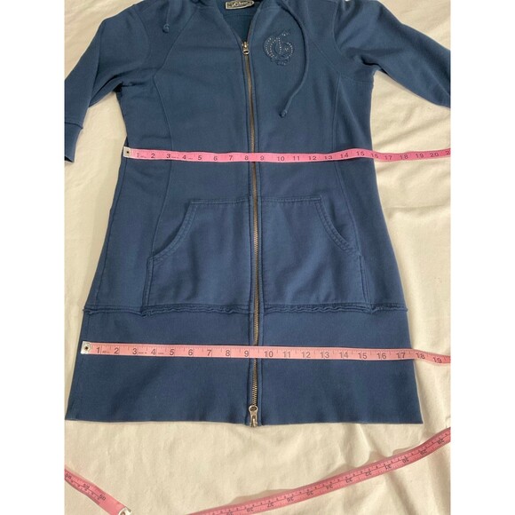 Women's Large Guess Blue Zip up Dress / Hoodie - Picture 5 of 8